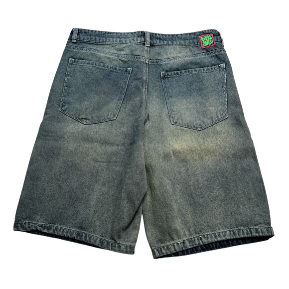 Y2K Empyre Sydney Petrol Wash Loose Fit Denim Shorts Women Sz 12 baggy loose - Picture 4 of 13